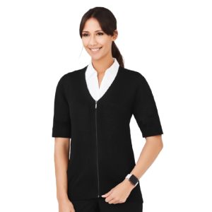 Ladies' Zip Front Short Sleeve Knit CK962LC