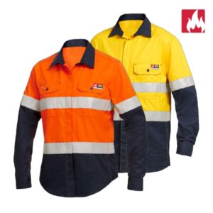 King Gee Shieldtec Fr HiVis 2 Tone Open Front Shirt Y04350