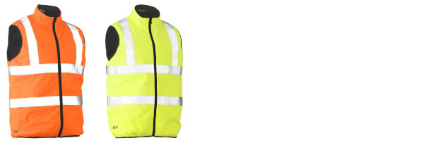 Hi Vis Taped Reversible Puffer Vest BV0330HT Colours